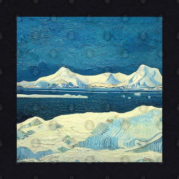 Antartic Peninsula painting, Vincent van Gogh style, oil on canvas by Classical